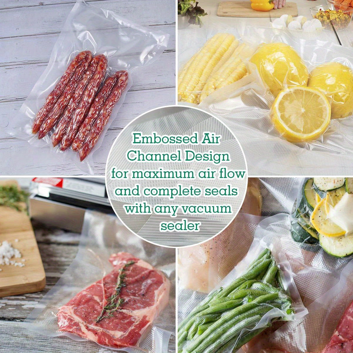 50pcs Vacuum Sealer Bags Heavy Duty BPA-Free Food Storage Rolls