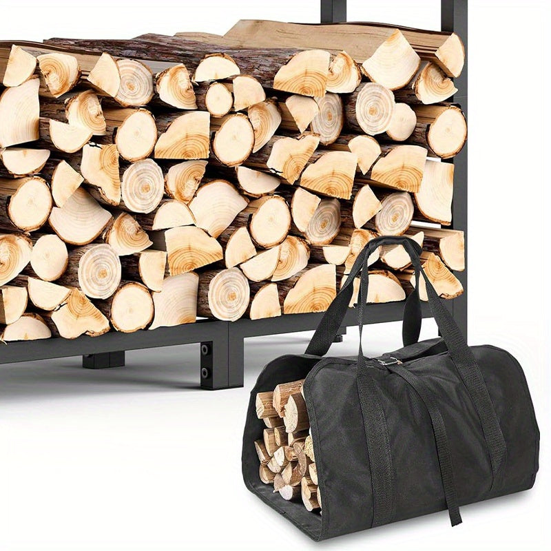 Waxed Canvas Firewood Carrier Bag 94cm with Handles and Straps for Indoor Camping