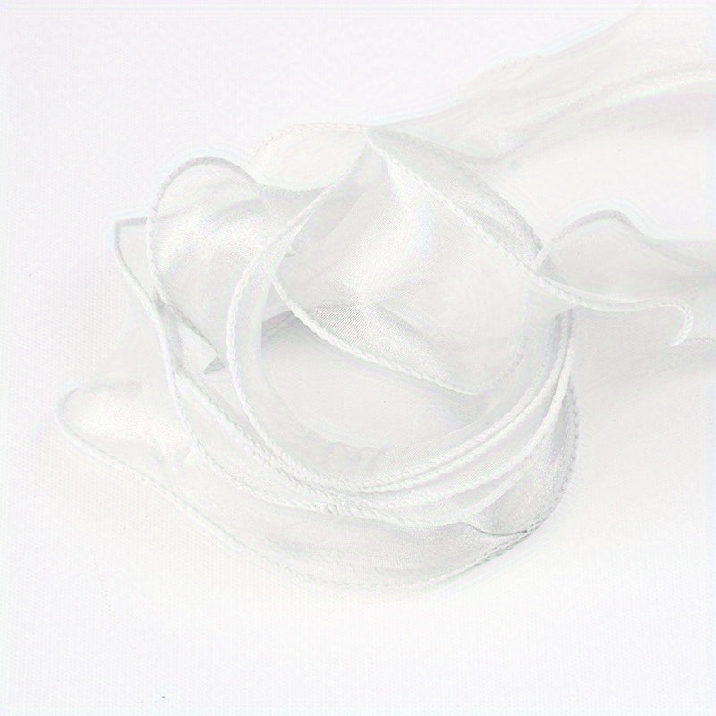 Sheer Wired Organza Ribbon with Floral and Gold Edge for Gift Wrapping and Crafts