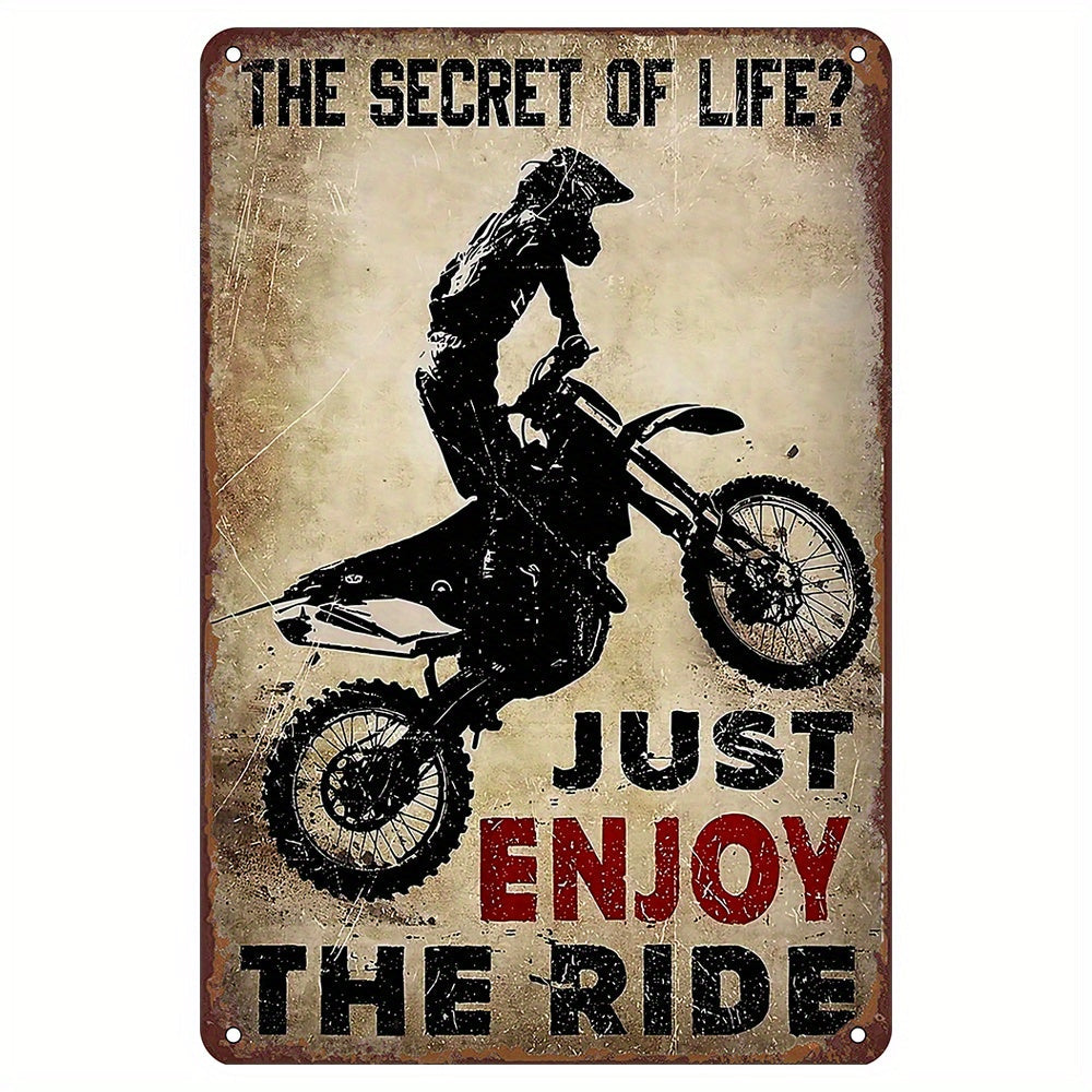 Metal Tin Sign The Secret of Life Just Enjoy the Ride Wall Art for Garage Kitchen Bar Cafe Fitness Gym