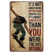Retro Metal Tin Sign Skateboarding Theme Wall Decor Gift for Skaters