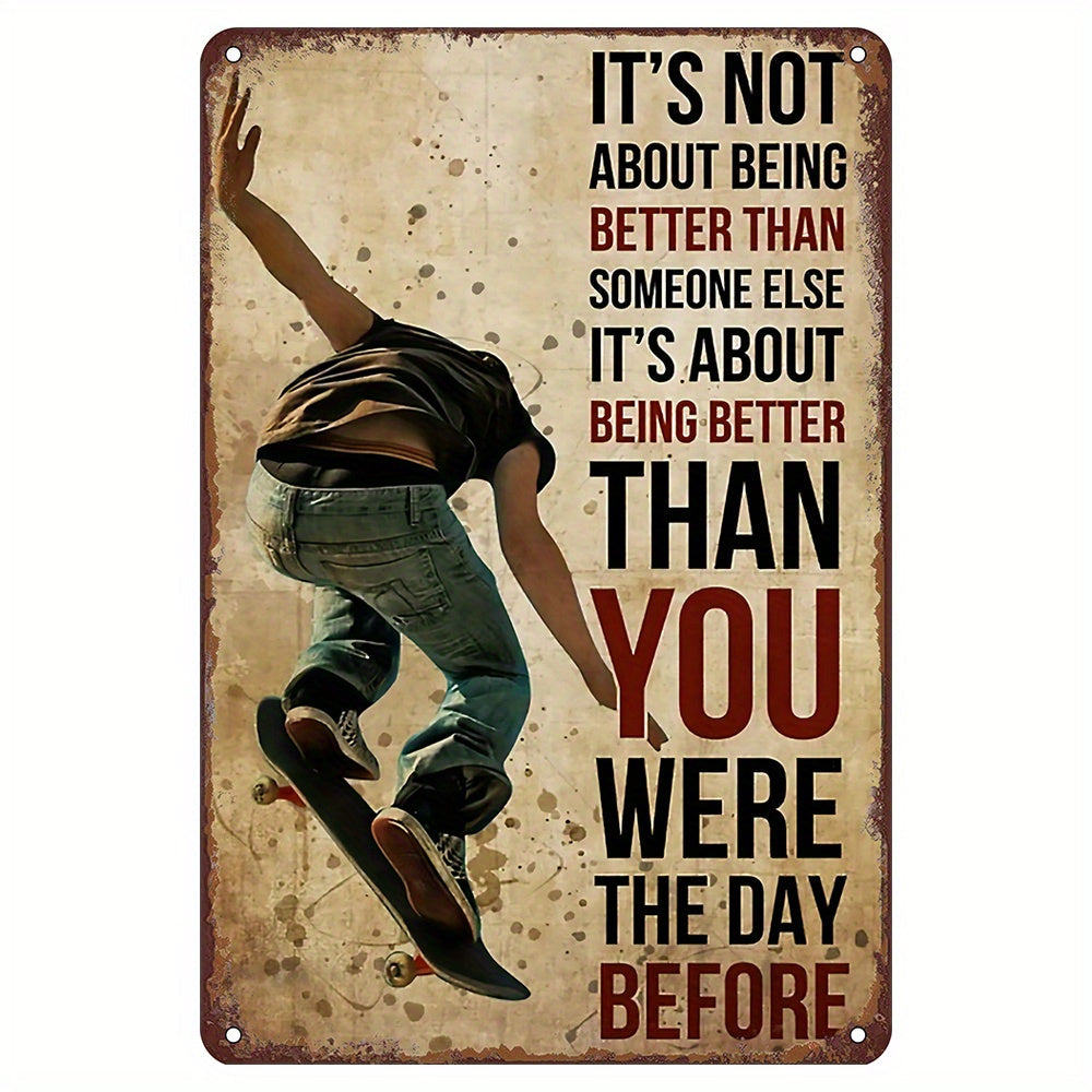 Retro Metal Tin Sign Skateboarding Theme Wall Decor Gift for Skaters