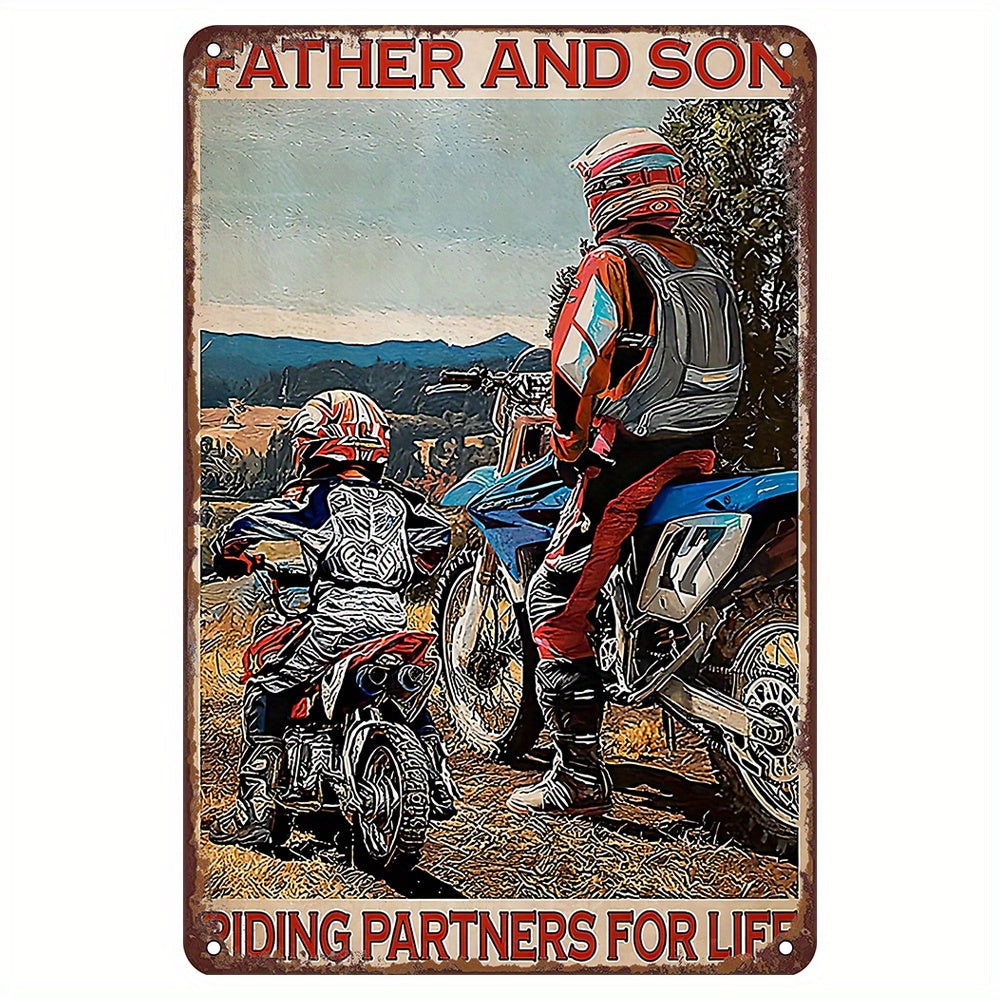 Motorcycle Wall Art Tin Sign Father and Son Riding Partners for Life Home Bar Cafe Garage Decor