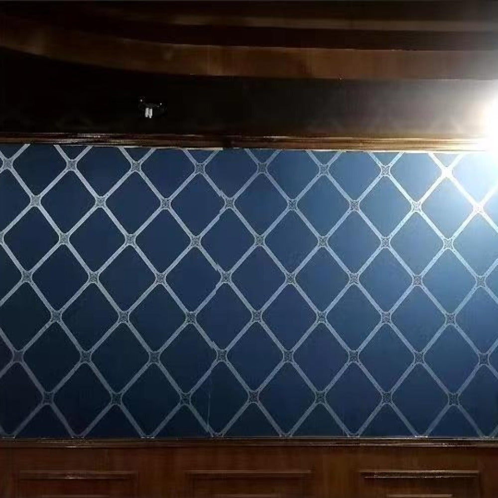 Waterproof Removable Vinyl Wallpaper Blue Geometric Self-Adhesive for Living Room Bedroom Furniture