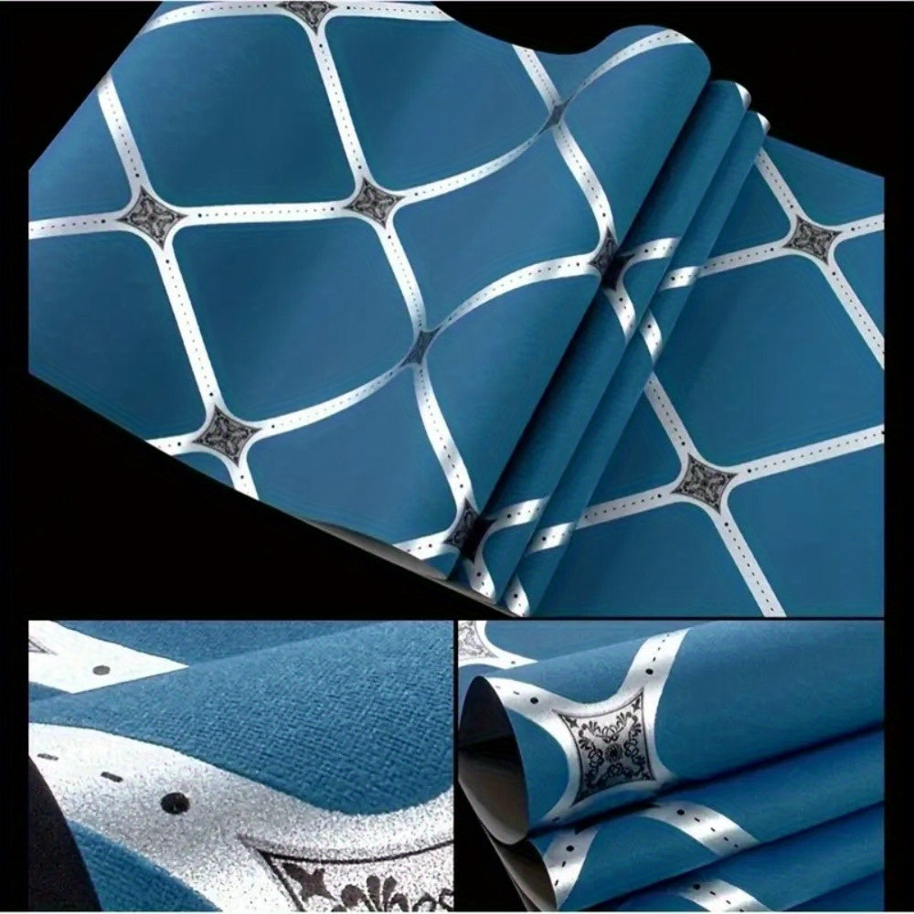 Waterproof Removable Vinyl Wallpaper Blue Geometric Self-Adhesive for Living Room Bedroom Furniture