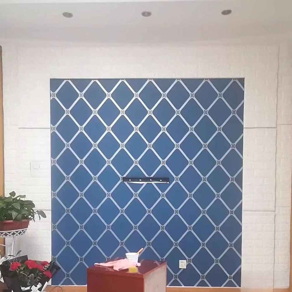 Waterproof Removable Vinyl Wallpaper Blue Geometric Self-Adhesive for Living Room Bedroom Furniture
