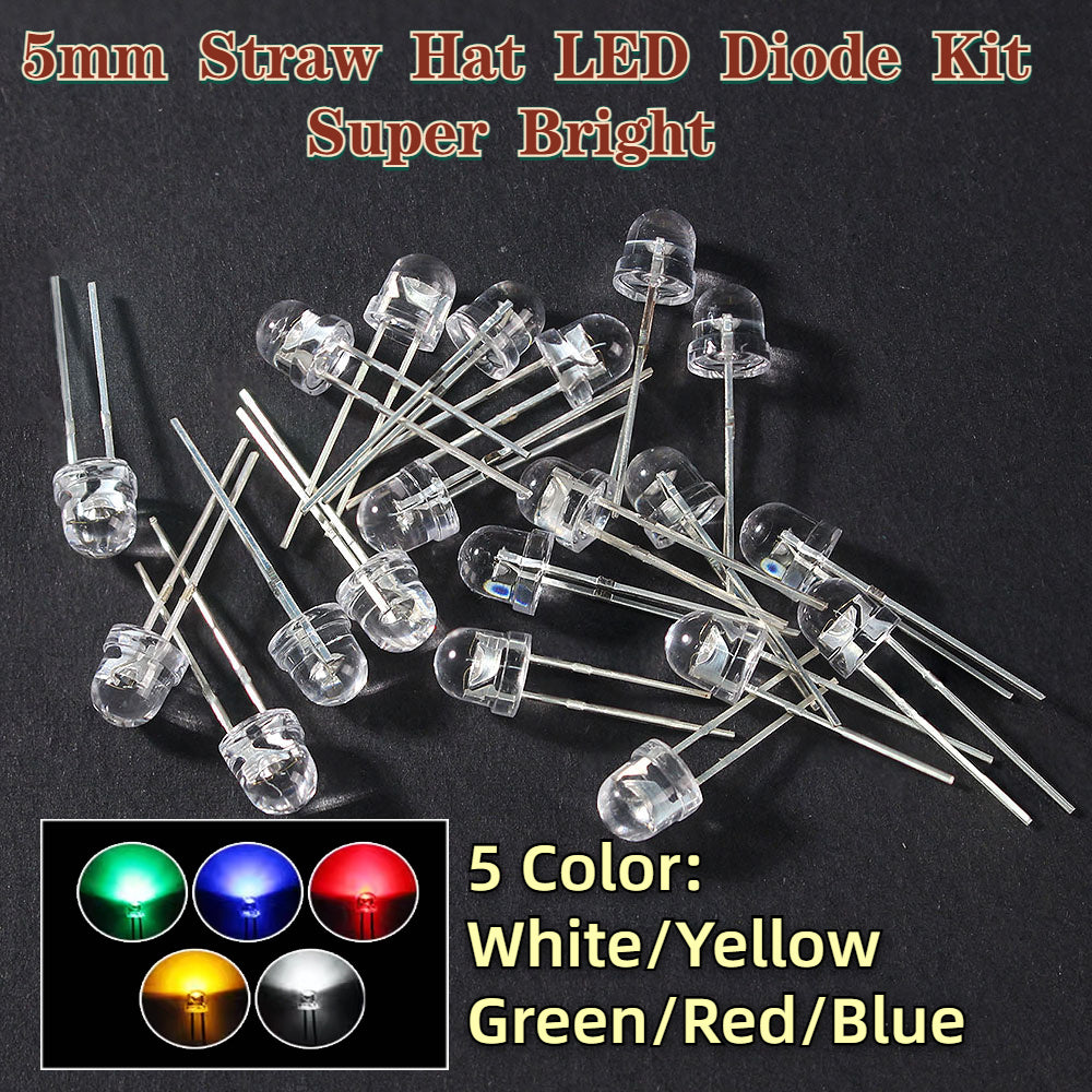 50-100 Pcs 5mm LED Diodes Light Emitting Diodes for DIY Projects Blue Green Red Yellow White