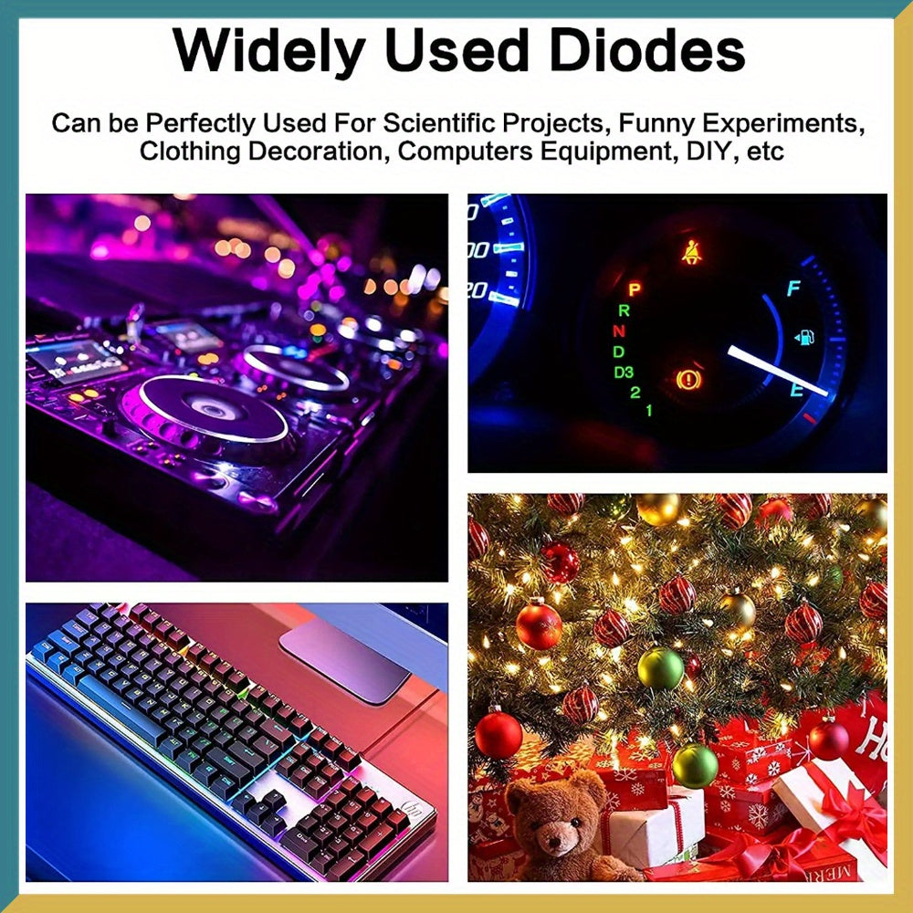 50-100 Pcs 5mm LED Diodes Light Emitting Diodes for DIY Projects Blue Green Red Yellow White