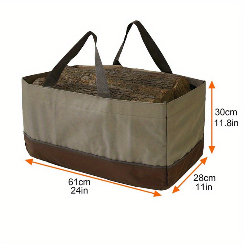 Canvas Firewood Carrier Bag Waterproof Storage for Camping and Home Brown