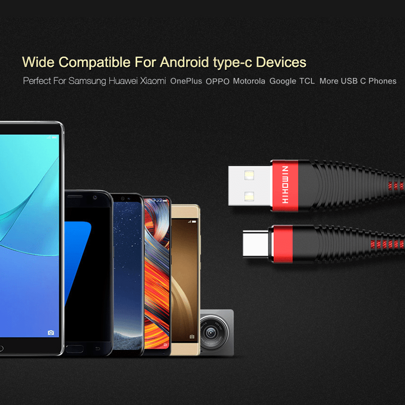 USB Type-C Fast Charging Cable for Android Phones Nylon Matte Male to Male 10-20W