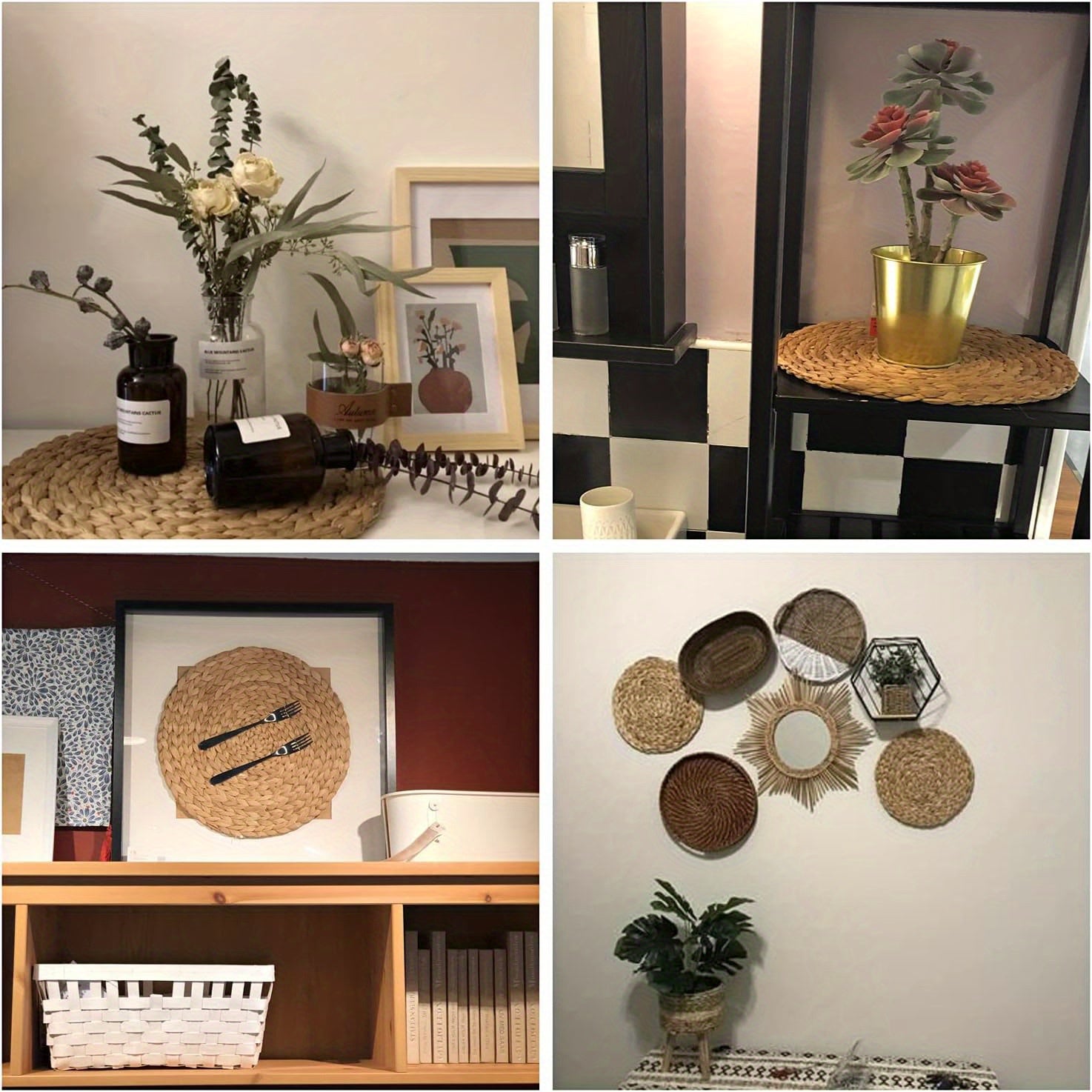 Juego de manteles individuales de fibra de jacinto de agua, 2, 4 o 6 piezas, 29,97 cm