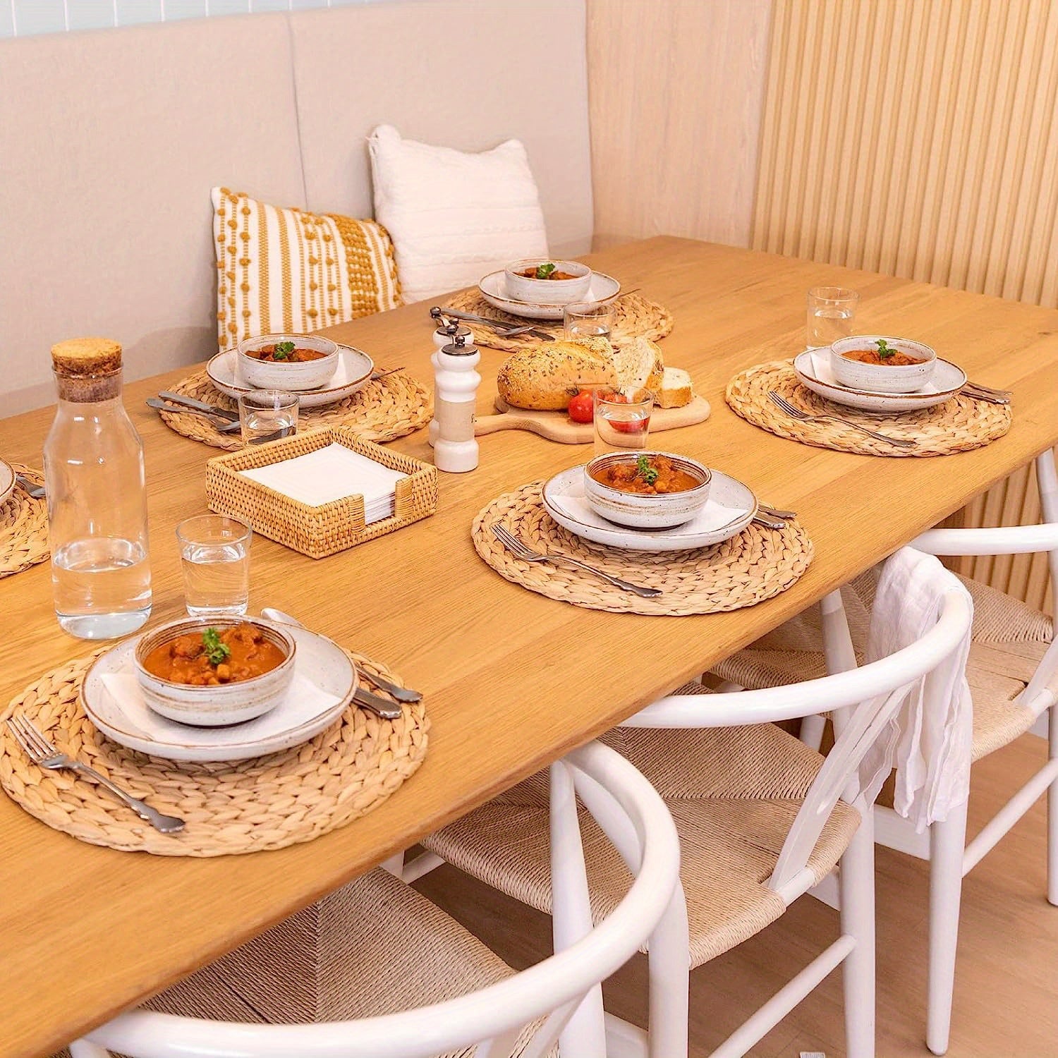 Juego de manteles individuales de fibra de jacinto de agua, 2, 4 o 6 piezas, 29,97 cm