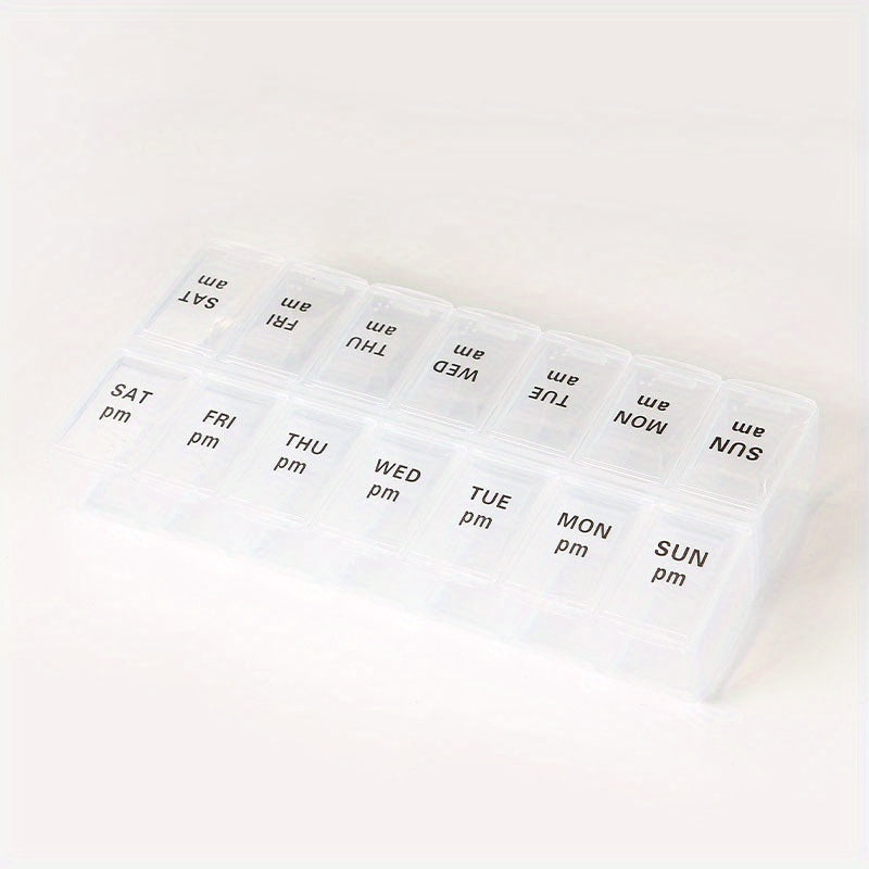 Women's Plastic 14-Grid Weekly Medicine Box with Braille Storage
