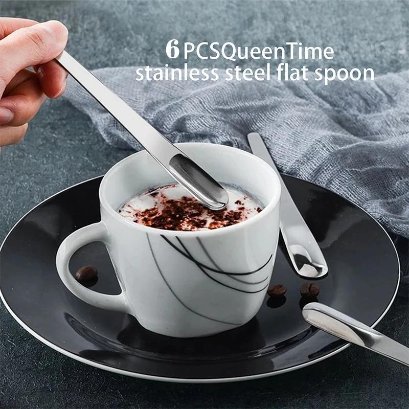 Set of 6 Stainless Steel Coffee Spoons for Desserts, Small Scoops, Stirring