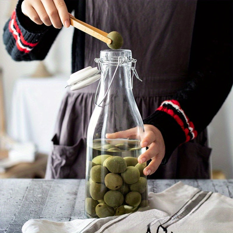 Glass Dispenser Large Capacity for Beverages Milk Juice with Wide Mouth and Handle