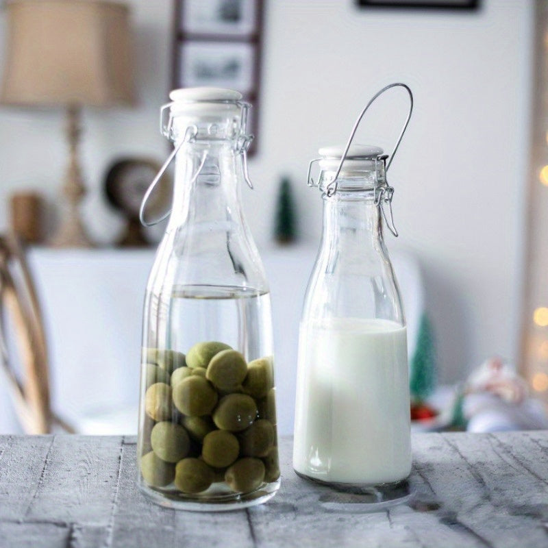 Glass Dispenser Large Capacity for Beverages Milk Juice with Wide Mouth and Handle