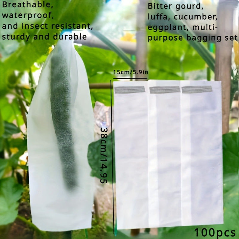 100pcs Fruit Mesh Bags Insect Proof Rainproof Breathable Plant Climbing Net Trellis Netting
