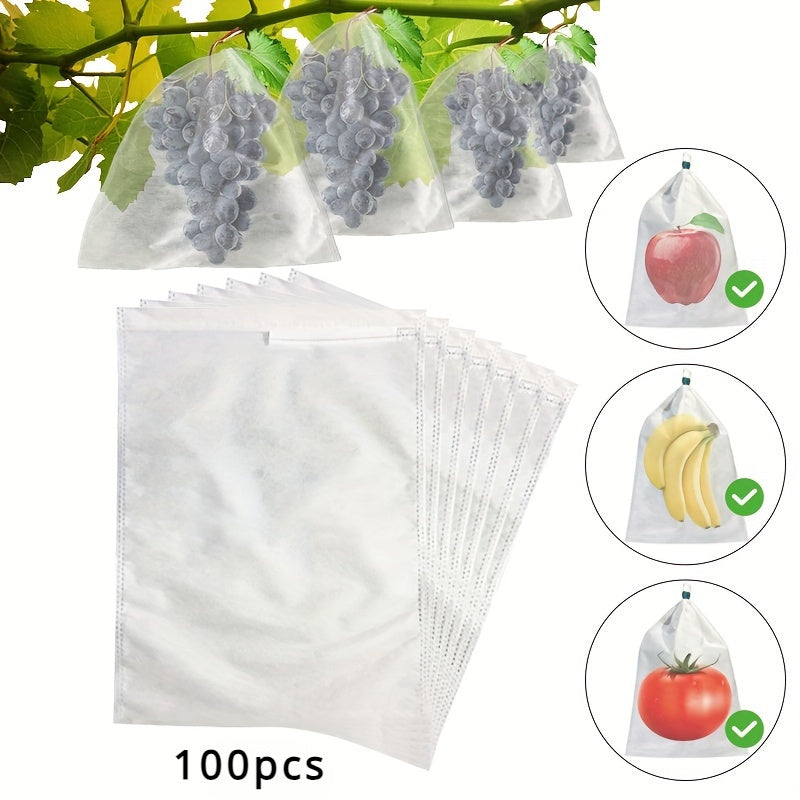 100pcs Fruit Mesh Bags Insect Proof Rainproof Breathable Plant Climbing Net Trellis Netting