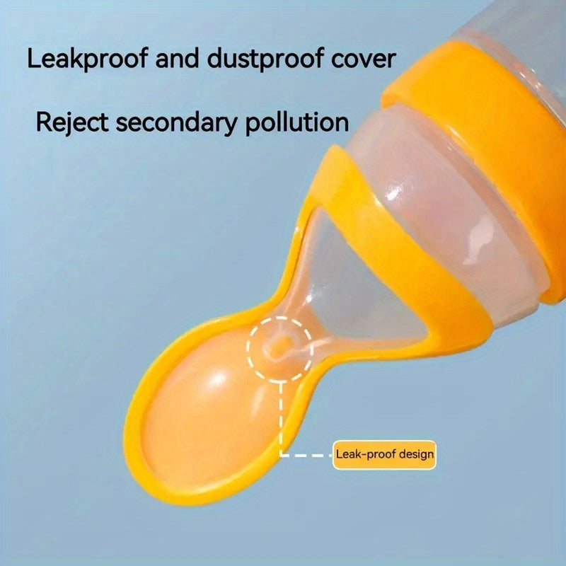 Силиконовая бутылка-ложка с выдавливающей ложкой, 1 штука, 90 мл/3 унции, для детского питания.