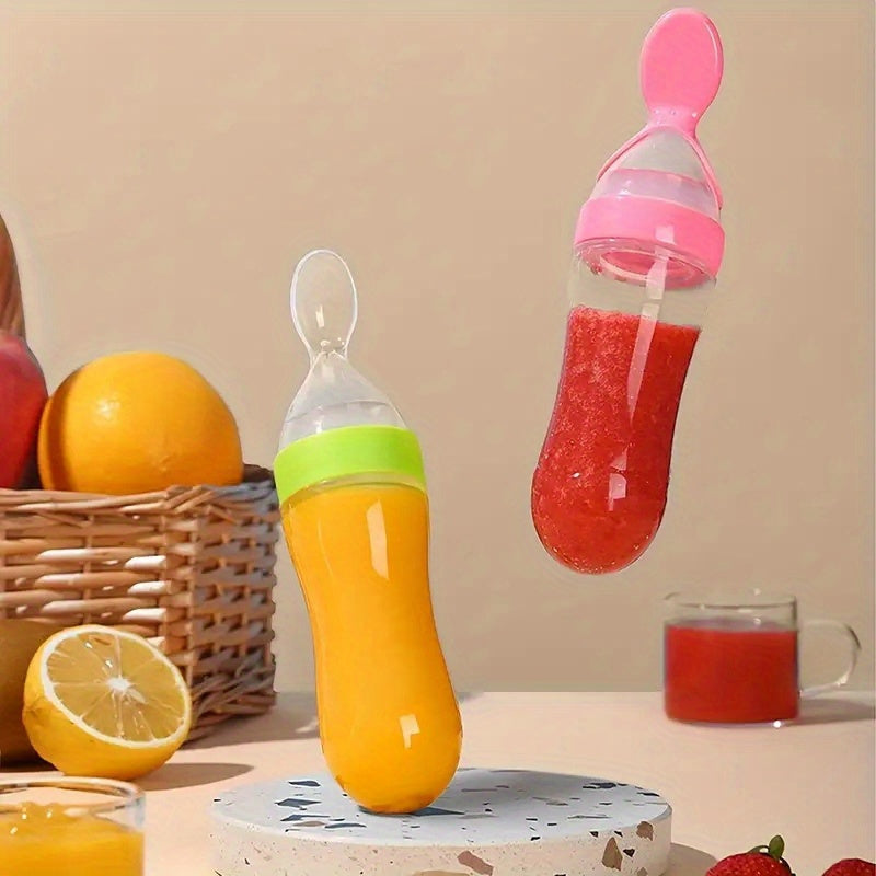 Silicone Baby Feeding Spoon with Squeeze Bottle 90ml 3oz