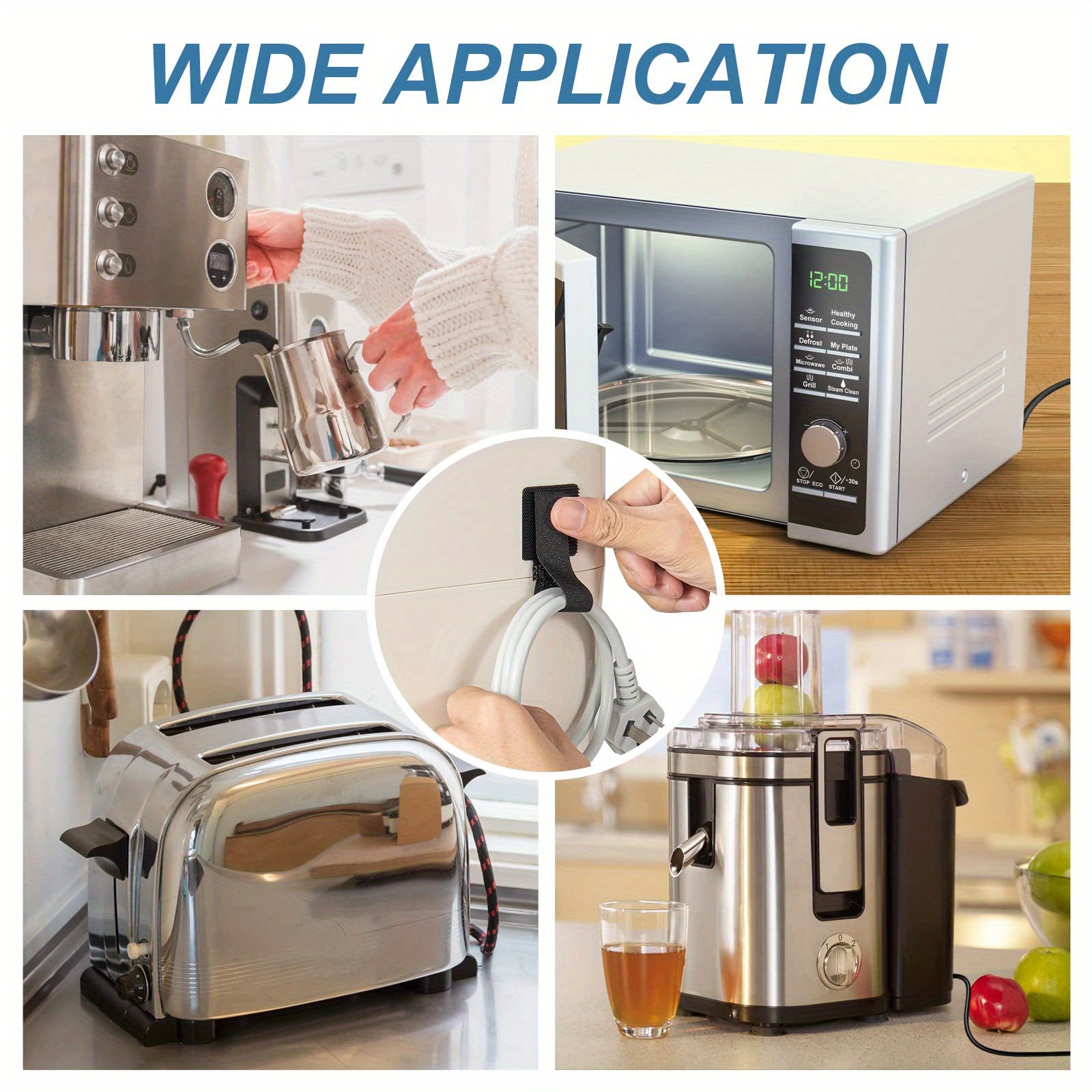 10 dona qurilma simini tartibga solish uchun plastmassa kliplar oshxona qurilmalari uchun mikser, qahva qovurish, blender, havo qovurish uchun