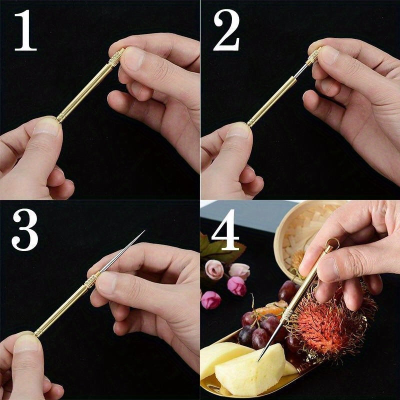 Portable Titanium Toothpick Tool Stainless Steel Metal Copper Personal Care Outdoor Tooth Pick Fruit Pick