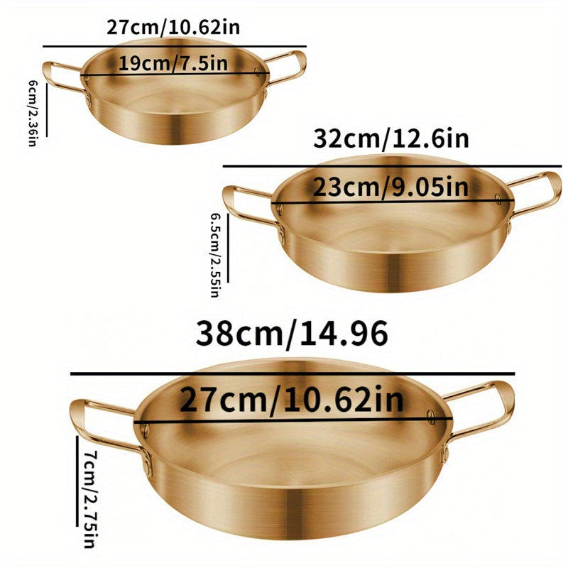 Stainless Steel Korean Ramen Pot with Golden Tone Dishwasher Safe for Soup and Seafood
