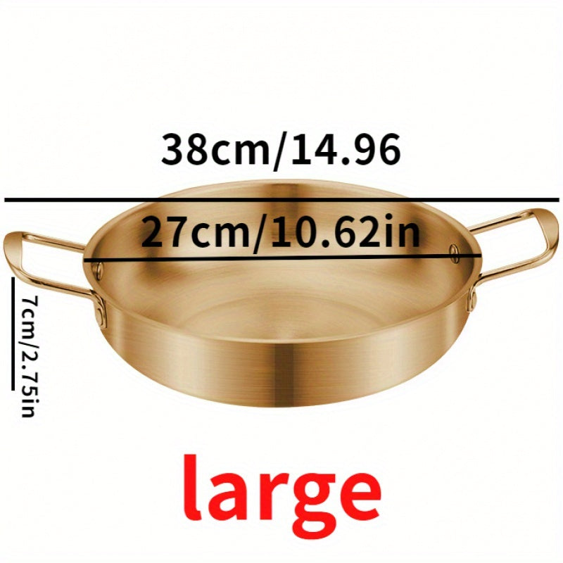 Stainless Steel Korean Ramen Pot with Golden Tone Dishwasher Safe for Soup and Seafood