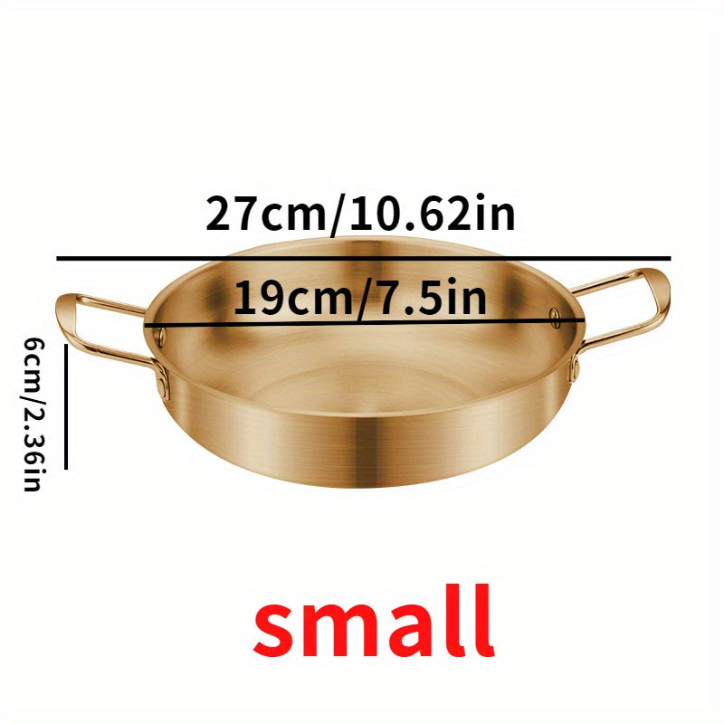 Stainless Steel Korean Ramen Pot with Golden Tone Dishwasher Safe for Soup and Seafood