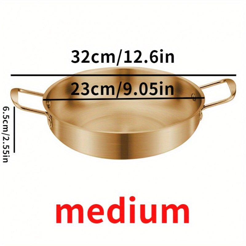 Stainless Steel Korean Ramen Pot with Golden Tone Dishwasher Safe for Soup and Seafood