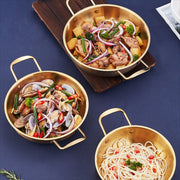 Stainless Steel Korean Ramen Pot with Golden Tone Dishwasher Safe for Soup and Seafood