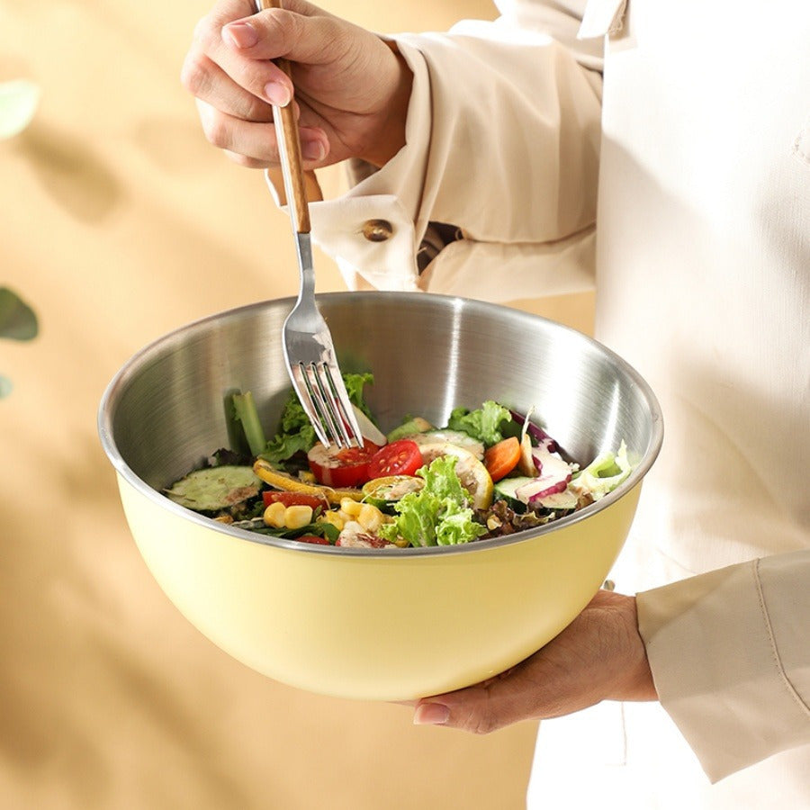 Large Stainless Steel Salad Bowl with Lid, 12-Inch Mixing and Baking Basin