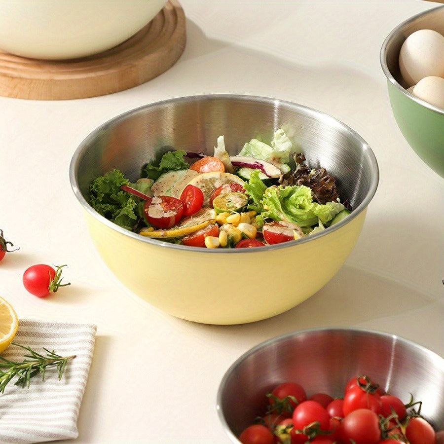Large Stainless Steel Salad Bowl with Lid, 12-Inch Mixing and Baking Basin