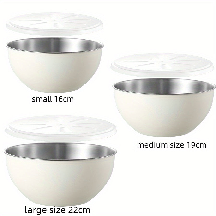 Large Stainless Steel Salad Bowl with Lid, 12-Inch Mixing and Baking Basin