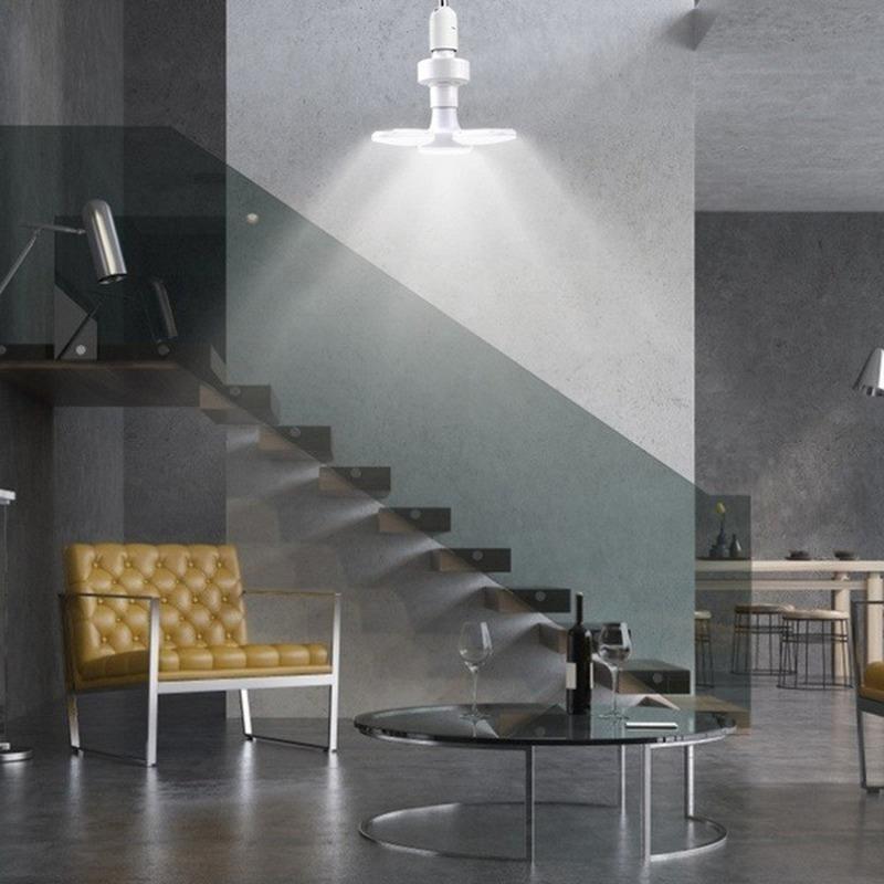 E27 LED Ceiling Light with Fan Blade Timer Foldable White Indoor AC175-265V