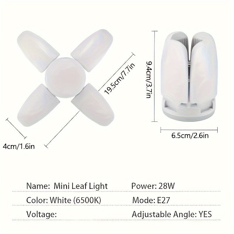 E27 LED Ceiling Light with Fan Blade Timer Foldable White Indoor AC175-265V