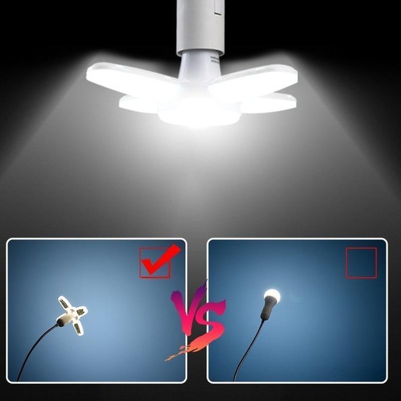 E27 LED Ceiling Light with Fan Blade Timer Foldable White Indoor AC175-265V