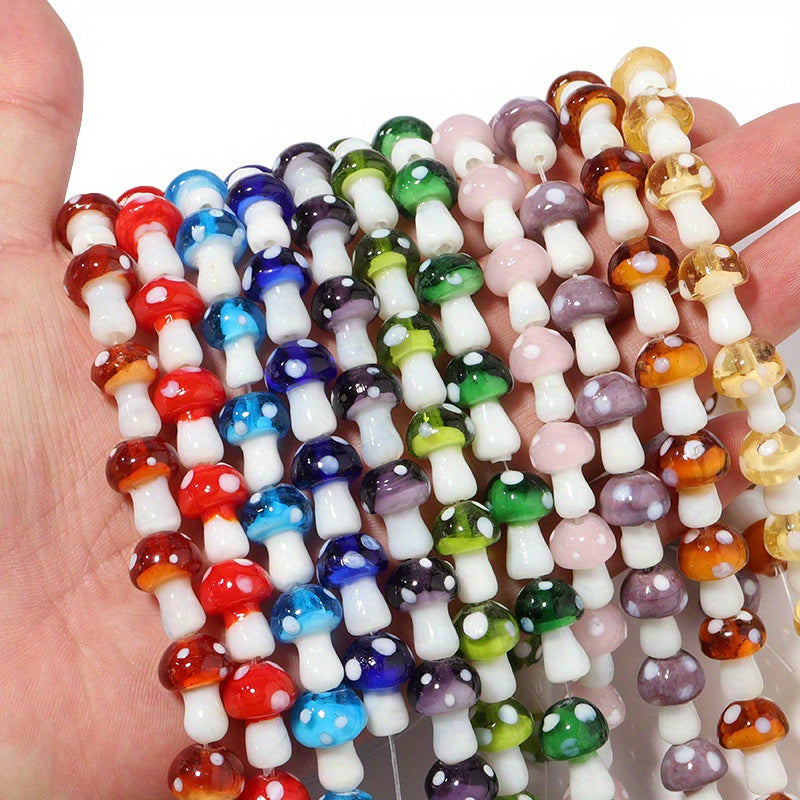 20-Piece Assorted Lampwork Glass Mushroom Beads for Jewelry Making, Crafting, Necklaces and Bracelets