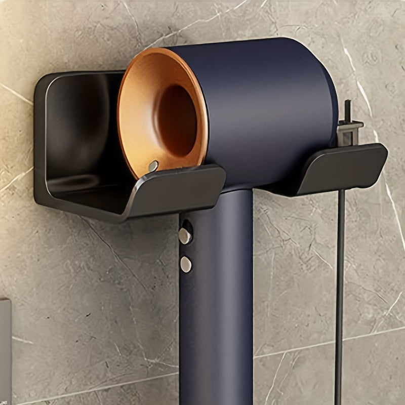 Wall-Mounted Plastic Hair Dryer Holder Punch-Free Bathroom Storage Rack