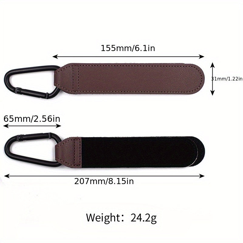 Juego de ganchos para cochecito para bolsas de pañales, compras de comestibles, correas de cochecito de imitación cuero