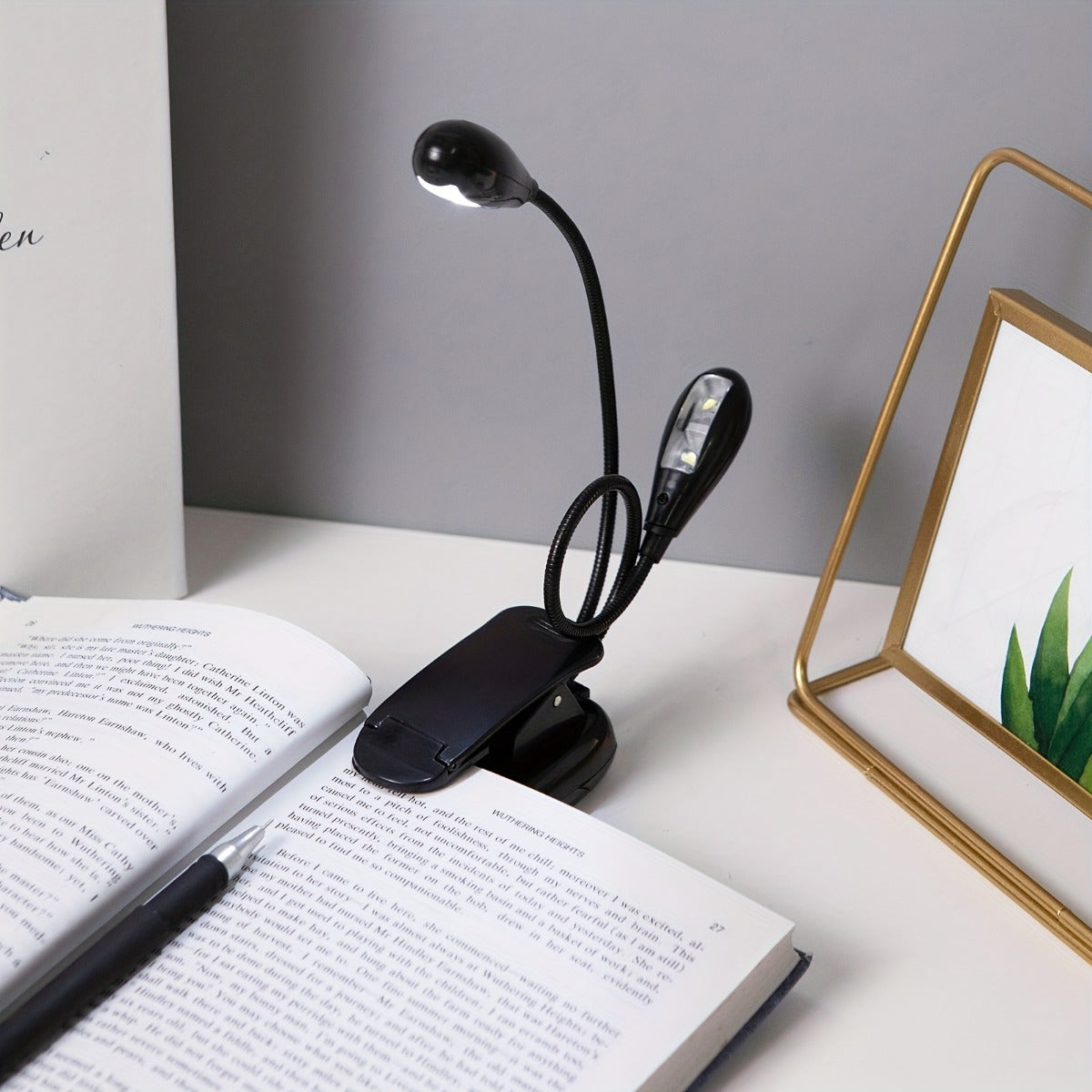Adjustable Clip-On LED Book Light with Flexible Neck for Reading and Decor