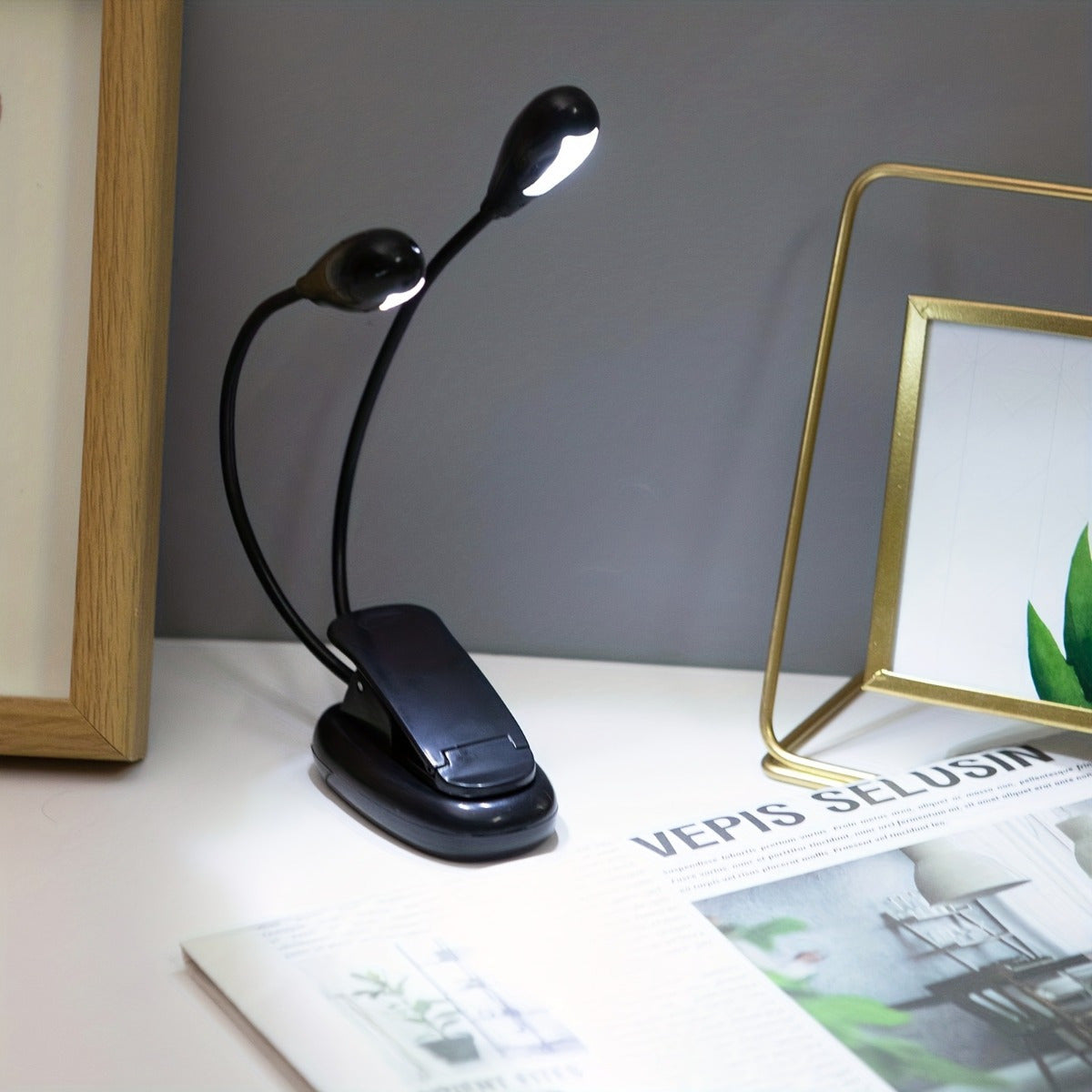 Adjustable Clip-On LED Book Light with Flexible Neck for Reading and Decor