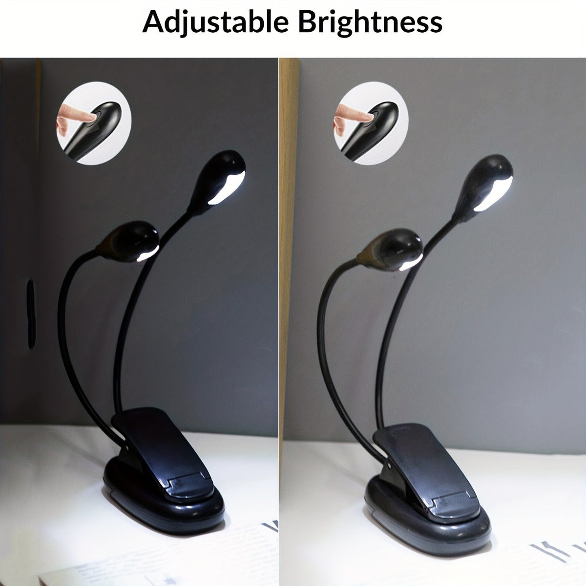 Adjustable Clip-On LED Book Light with Flexible Neck for Reading and Decor