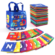 Set of 26 Educational Cloth Books for Kids Animal Letters and Numbers with Washable Storage Bag
