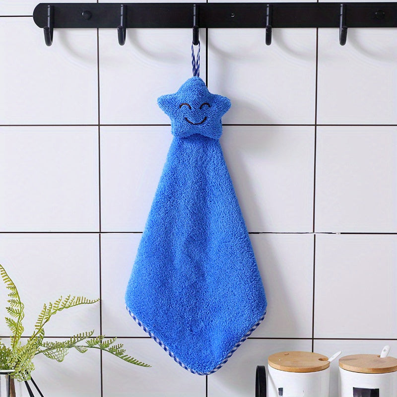 2 dona Coral Fleece Yulduz Dekor Barmoq barmoq sochiqlari Oshxona Hammom Quruq Qo‘l sochiqlari