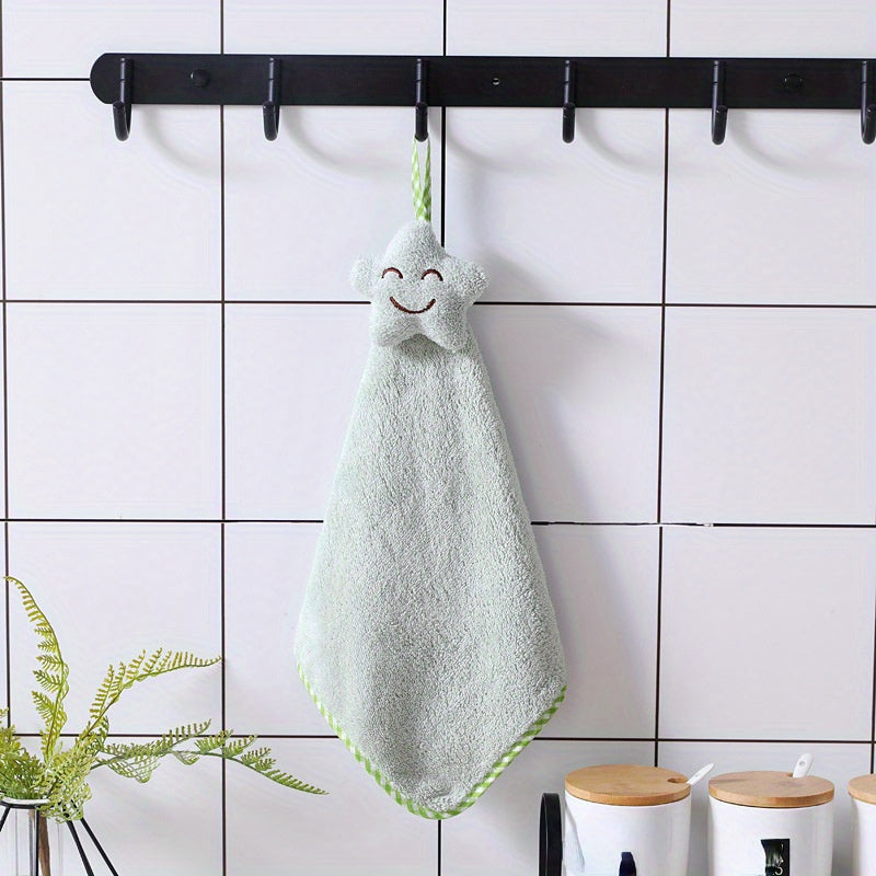 2 dona Coral Fleece Yulduz Dekor Barmoq barmoq sochiqlari Oshxona Hammom Quruq Qo‘l sochiqlari