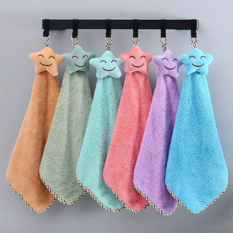 2 dona Coral Fleece Yulduz Dekor Barmoq barmoq sochiqlari Oshxona Hammom Quruq Qo‘l sochiqlari