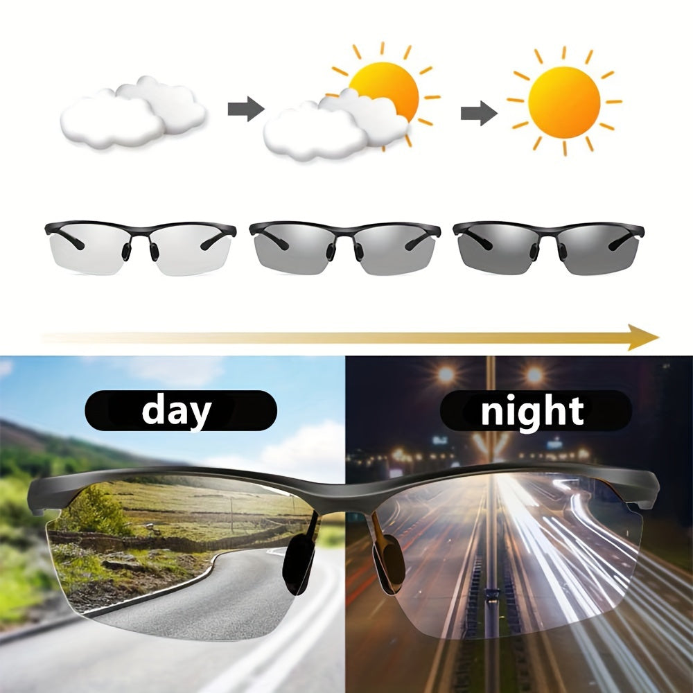 Polarized Fashion Glasses with Color-Changing Lenses for Driving Fishing Night Vision Metal Frame