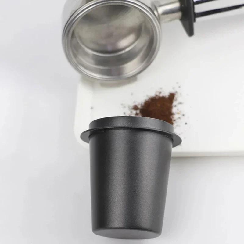 Stainless Steel Coffee Dosing Cup for Espresso Machines 51/53/58mm Black Handle