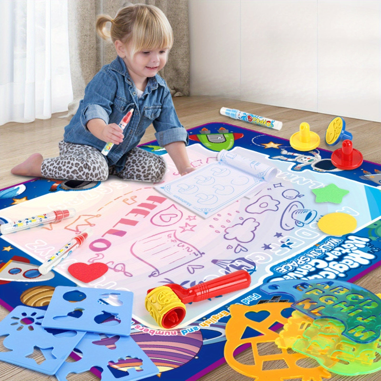 Educational Water Painting Toy Set with Painting Pad Doodle Board for Kids